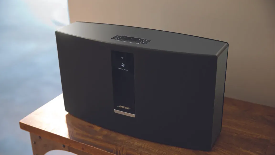 Bose SoundTouch speakers with a faded cloud icon