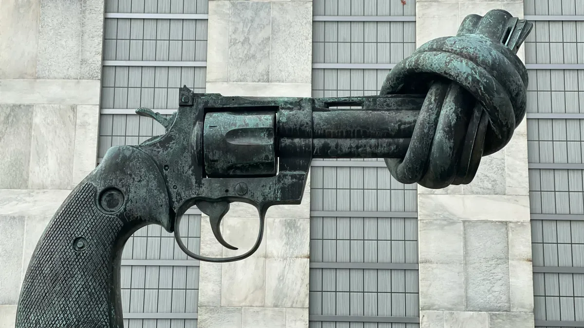 Doctor discussing firearm safety with patient in clinical setting