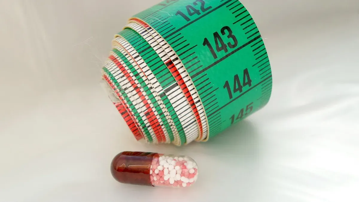 FDA warning label next to a vial of compounded medication