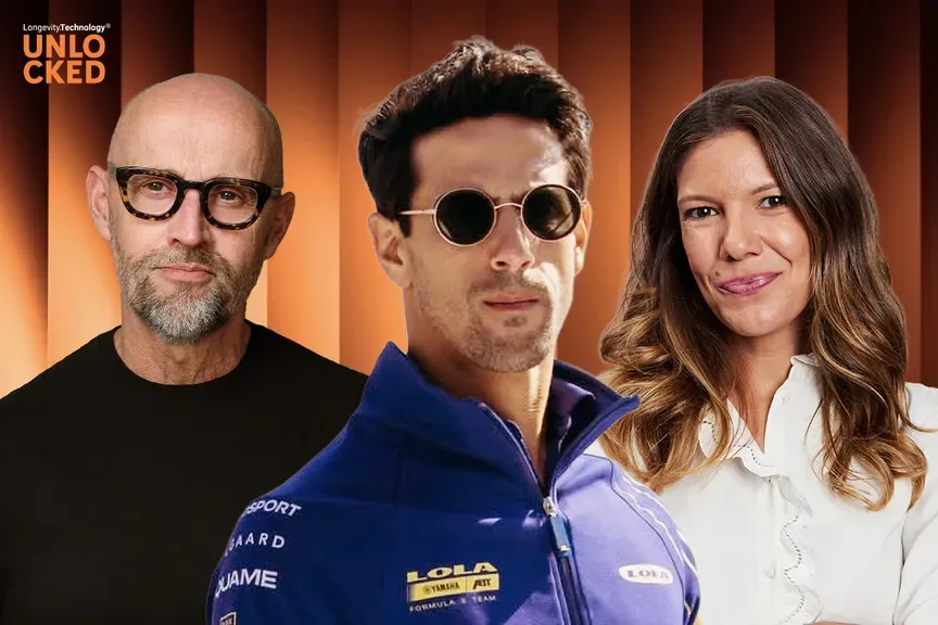 Lucas di Grassi in Formula E racing gear, demonstrating the intersection of high-performance athletics and aging research