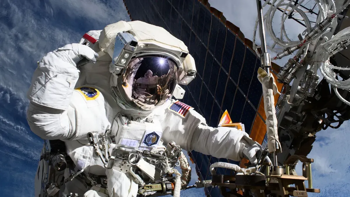 NASA astronaut Mike Fincke during a spacewalk