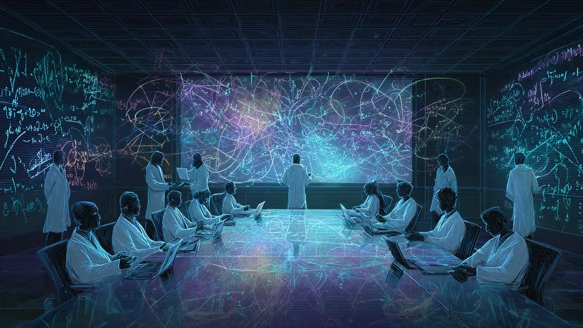 AI systems architecture diagram showing layered networks and attention gates