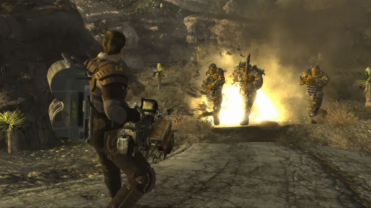 Fallout New Vegas character running in third-person view with enhanced animations