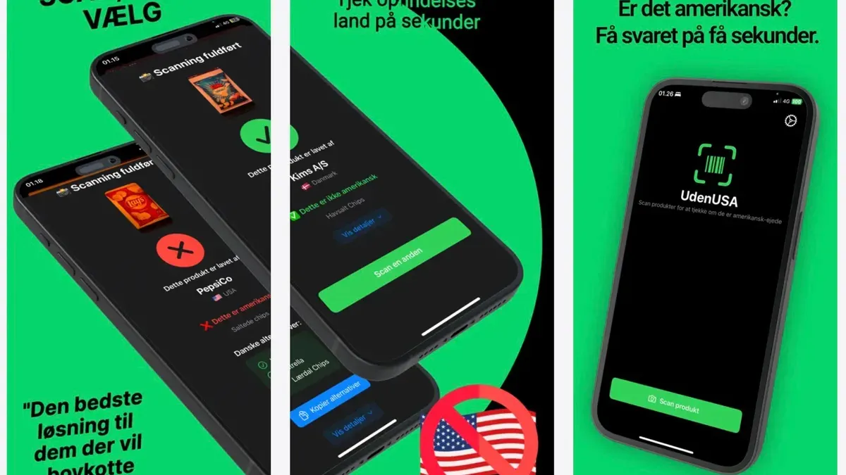 Barcode scanning apps NonUSA and Made O’Meter lead Danish App Store rankings amid U.S. product boycott