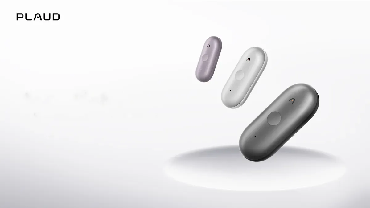 Plaud NotePin S wearable AI notetaker with physical button and accessories