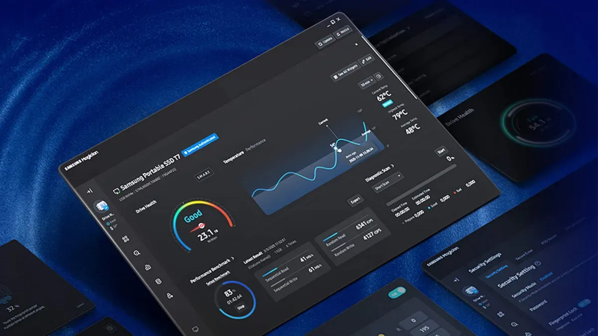 Samsung Magician utility with security warning icon