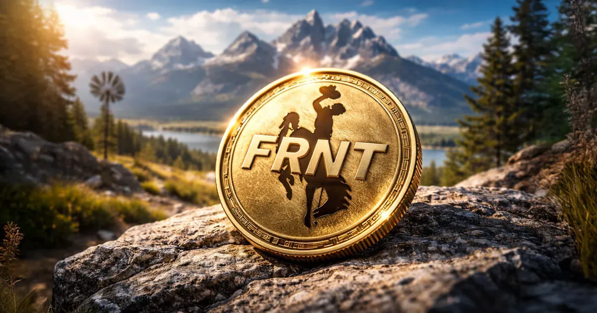 Wyoming's $FRNT stablecoin logo with state flag elements